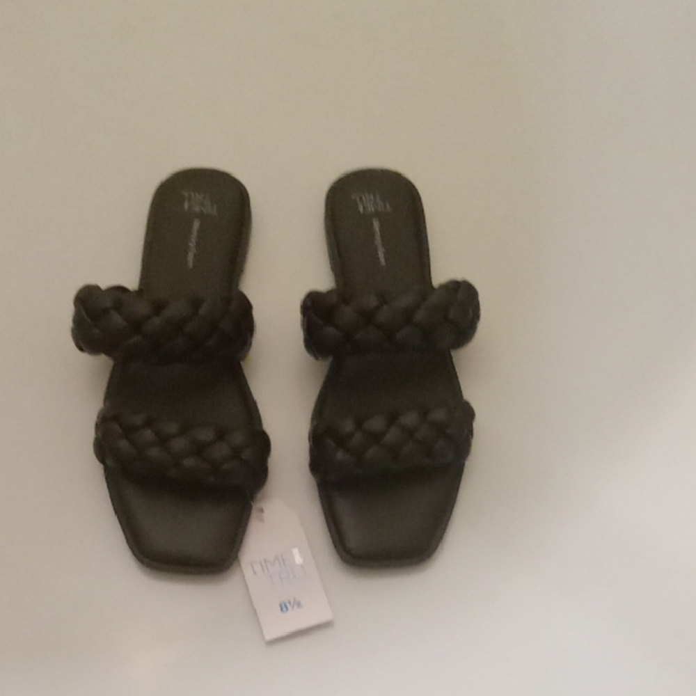 Black Braided Slide Sandals